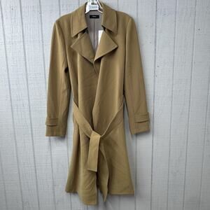 Theory Trench Coat Womens Petite Beige Oaklane Admiral Crepe Minimalist Belt NWT